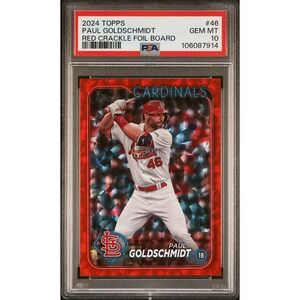 2024 Topps Series 1 - Paul Goldschmidt #46 Red Crackle Foil /199 - PSA 10 GEM